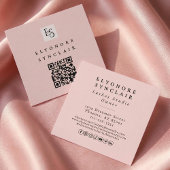 Blush Pink Script Logo QR Code Lashes Vierkante Visitekaartje