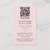 Blush Pink Script Logo QR Code Photo Lashes Visitekaartje (Achterkant)