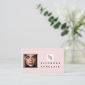 Blush Pink Script Logo QR Code Photo Lashes Visitekaartje (Staand voorkant)