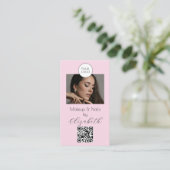 Blush Pink Script Logo QR Code Photo Makeup Visitekaartje (Staand voorkant)