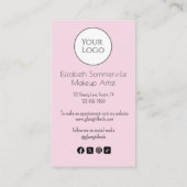Blush Pink Script Logo QR Code Photo Makeup Visitekaartje (Achterkant)