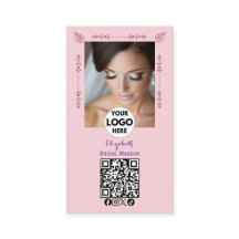 Blush Pink Script Logo QR Code Photo Makeup