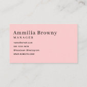 Blush Pink-script | Minimalistisch modern elegant Visitekaartje (Achterkant)