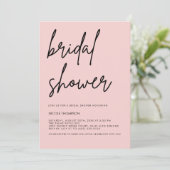 Blush Pink Script Modern Bridal Shower Invitation Kaart (Staand voorkant)