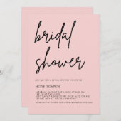 Blush Pink Script Modern Bridal Shower Invitation Kaart (Voorkant / Achterkant)