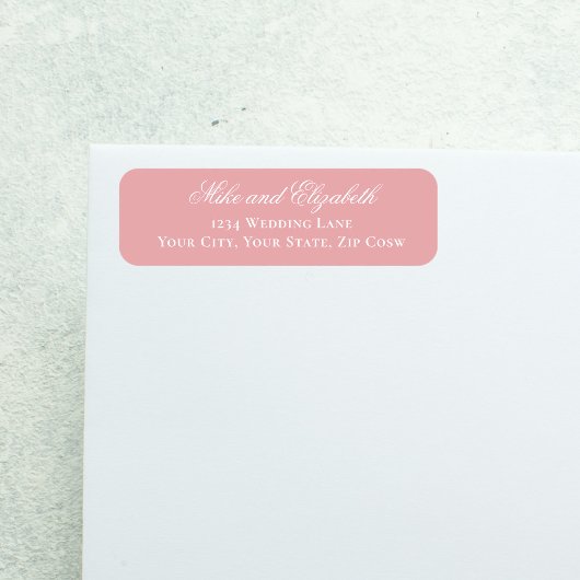 Blush Pink Script Names Wedding Address Label