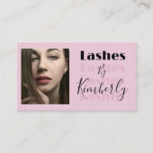 Blush Pink Script Social Icon QR Code Photo Lashes Visitekaartje (Voorkant)