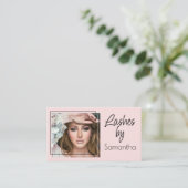 Blush Pink Script Social Icon QR Code Photo Lashes Visitekaartje (Staand voorkant)