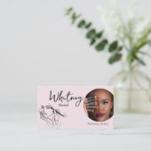 Blush Pink Script Social Icon QR Code Photo Makeup Visitekaartje (Staand voorkant)