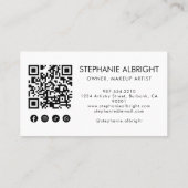 Blush Pink Script Social Icon QR Code Photo Makeup Visitekaartje (Achterkant)