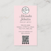 Blush Pink Script Social Icon QR Code Photo Makeup Visitekaartje (Achterkant)