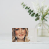 Blush Pink Script Social QR Code Photo Hair Makeup Visitekaartje (Staand voorkant)