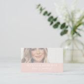 Blush Pink Script Social QR Code Photo Hair Makeup Visitekaartje (Staand voorkant)