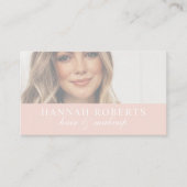 Blush Pink Script Social QR Code Photo Hair Makeup Visitekaartje (Voorkant)