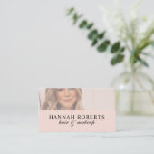 Blush Pink Script Social QR Code Photo Hair Makeup Visitekaartje (Staand voorkant)