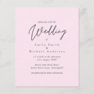 Blush Pink Script Typografie Alleen Budget Weddens
