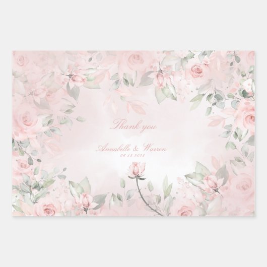 Blush Pink Secret Garden Rozen Weddenschap Bedankt Inpakpapier Vel (Voorkant 2)