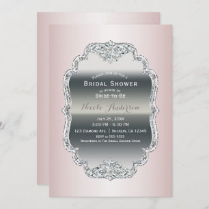 Blush Pink & Silver Diamond Bling Glamour Kaart