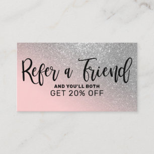 Blush Pink Silver Glitter Gradient Typografie Aanbevelingskaartje