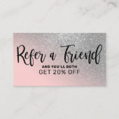 Blush Pink Silver Glitter Gradient Typografie Aanbevelingskaartje (Voorkant)