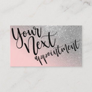 Blush Pink Silver Glitter Gradient Typografie Afsprakenkaartje