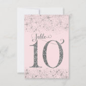 Blush Pink Silver Glitter Table Numbers Number 10 Kaart (Voorkant)