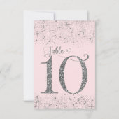 Blush Pink Silver Glitter Table Numbers Number 10 Kaart (Achterkant)