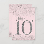 Blush Pink Silver Glitter Table Numbers Number 10 Kaart (Voorkant / Achterkant)