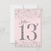 Blush Pink Silver Glitter Tafelnummers Nummer 13 (Voorkant)