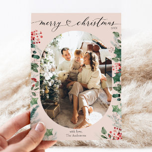Blush Pink Simple 1 Photo Joyeuse carte de Noël