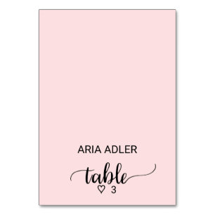 Blush Pink Simple Calligraphie Escort Place Cartes