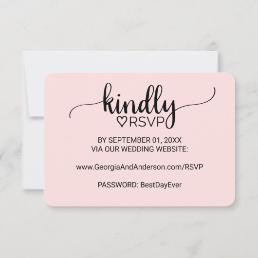 Blush Pink Simple Calligraphy Mariage Website RSVP (Dos)