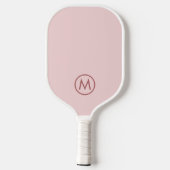 Blush Pink Simple Circle Initiaal Monogram Pickleball Paddle (Achterkant)