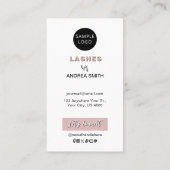 Blush Pink Simple Lash Aftercare Guide Logo Custom Visitekaartje (Achterkant)