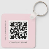 Blush Pink Simple Logo QR Code Sleutelhanger (Achterkant)