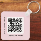 Blush Pink Simple Logo QR Code Sleutelhanger (Achterkant)