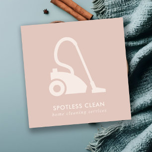 BLUSH PINK SIMPLE VACUUM CLEANER CLEANER SERVICE VIERKANTE VISITEKAARTJE