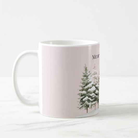 Blush Pink Snow Christmas Trees Koffiemok (Links)