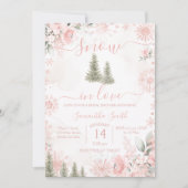 Blush Pink Snow in Love Snowflake Bridal Shower Kaart (Voorkant)