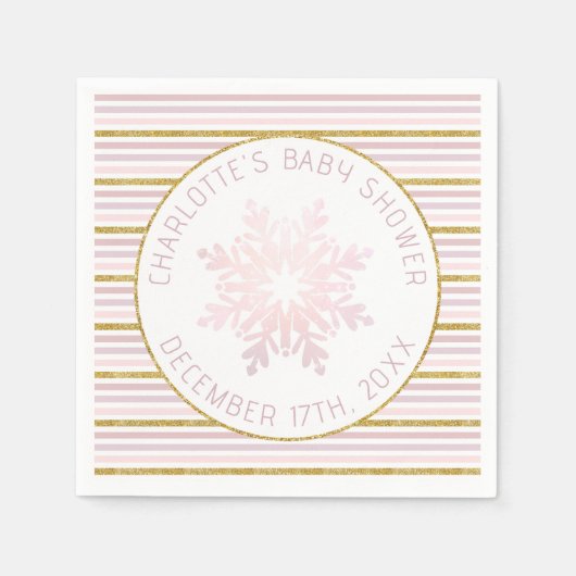 Blush Pink Snowflake Baby shower servetten (Voorkant)
