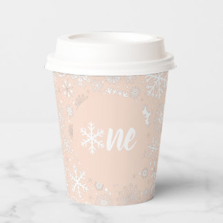 Blush Pink Snowflake ONE Paper Cup Papieren Bekers
