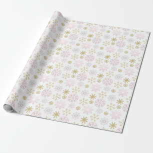 Blush Pink Snowflake Winter Wrapping Paper Cadeaupapier