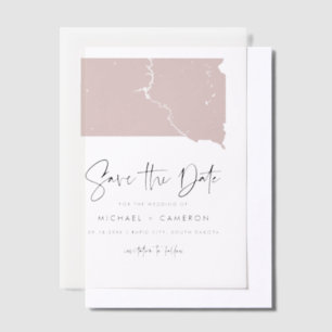 Blush Pink South Dakota Minimalist Bewaar de datum Vellum Uitnodigingen