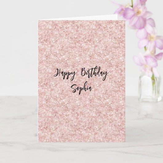 Blush Pink Sparkle Glitter Birthday Kaart (Orchidee)