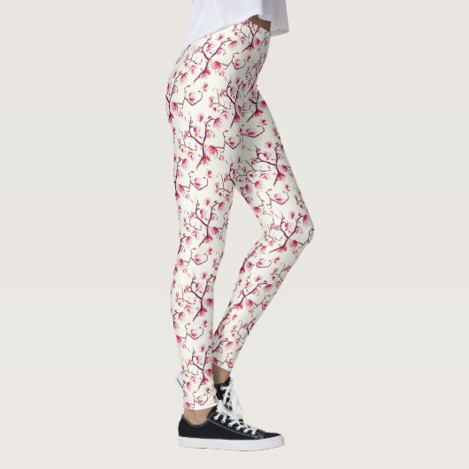 Blush Pink Spring Rustic Bohemian Floral Leggings (Rechts)