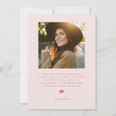 Blush Pink Squiggly Wavy Line Afstuderen Bedankt Aankondiging (Achterkant)