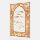 Blush Pink Stained Glass Floral Wedding Welcome  (Angle)