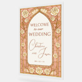 Blush Pink Stained Glass Floral Wedding Welcome  (Angle)
