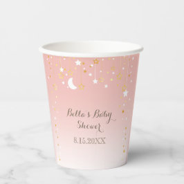 Blush Pink Stars Moon Baby shower Papieren Bekers