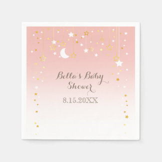 Blush Pink Stars Moon Baby shower Servet